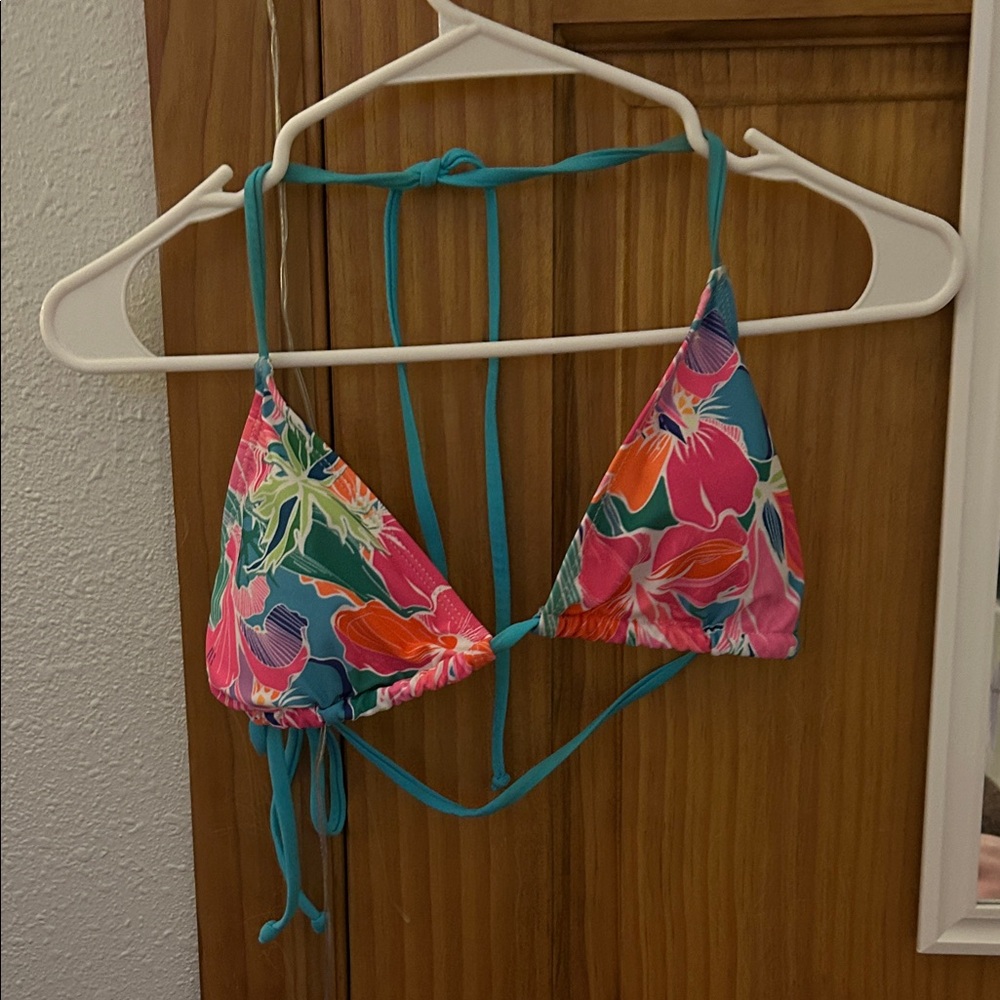 Floral Bikini Top with Strappy Back